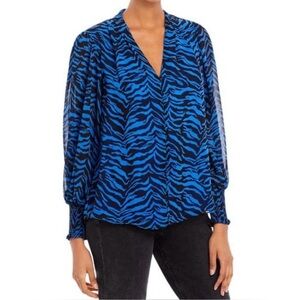 Vince Camuto Blue and Black Zebra Print Blouse